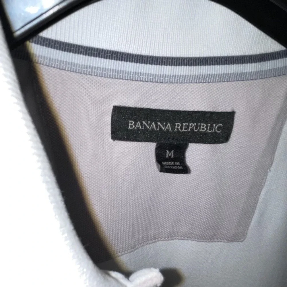 Banana Republic Mens Orange/Navy Striped Cotton/Stretch Polo‎ Medium